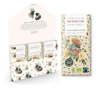 Bennetto | Caramel Almond Brittle | Crunchy caramel pieces made with almonds in creamy Organic Mylk chocolate. Certified organic, Fairtrade, and net climate positive. 6 x 75g Bars Gift Pack
