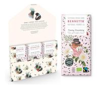 Bennetto | Creamy Strawberry | Smooth, creamy Organic Mylk chocolate with sweet strawberry pieces. Certified organic, Fairtrade, and net climate positive. 6 x 75g Bars Gift Pack