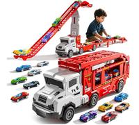 Bennol Truck Toys for Kids, Double Race Car Track Transport Vehicle with 12 Die-Cast Car Toys, Cars Ramp Toy for Toddler 3-5, Christmas Birthday Gift for 3 4 5 6 7 8 Years Old Boys Girls