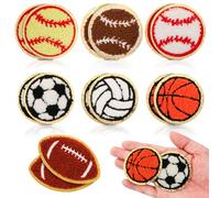 BENOSPACE 14 PCS Chenille Sports Iron On Patch Embroidered Patch Basketball Football Baseball Rugby Applique Gold Edges Chenille Patches for DIY Craft Decoration Clothing Repair Jackets Bags Sewing
