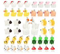 BENOSPACE 44 Pcs Resin Animal Charm Pendants Cute Goose Mushroom Duck Cow Bee Chicken Rabbit Turtle Hedgehog Sheep Pig Bead DIY Accessories Farm Jewelry Supplies Making for Bracelet Necklace Earring,