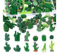 BENOSPACE 48Pcs Mini Cactus Figurines Miniature Artificial Green Cacti Statue Resin Succulent Plant for DIY Dollhouse Fairy Garden Plant Pot Bonsai Craft Accessories Cake Topper Micro Landscape Decors