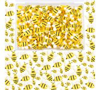 BENOSPACE 80 Pcs Resin Honey Bees Beads for Crafting, Plastic Bumble Bee with Box 3D Flatback Bee Small Tiny Craft Bees for DIY Wreath Embellishments and Bee Themed Birthday Party Supplies Decoration