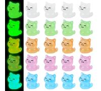 BENOSPACE Resin Cats, 25 Pcs Mini Luminous Cat Figurines Tiny Cute Animals Ornament Glow in The Dark Cat Pet Statues for DIY Craft Party Cake Topper Decor Micro Landscape Dollhouse Fairy Garden