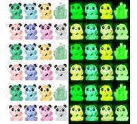 BENOSPACE Resin Pandas, 24Pcs Luminous Mini Panda Figurines with 2 Bamboos Cute Animals Ornament Glow in The Dark Panda Bamboo Statues for DIY Craft Cake Topper Micro Landscape Dollhouse Fairy Garden