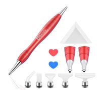 benote Ergonomic Diamond Art Painting Pen, Metal Diamond Drill Pen Tools 5D Diamond Accessories Painting with Multi Replacement Pen Heads and Wax for DP Cross Stitch - Red