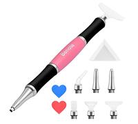 Benote Ergonomic Diamond Art Pen, Upgrade Dual Rubber Metal Screw Tip Round and Square Drill Pen for DIY Craft 5D Diamond Paint - B10 Pink