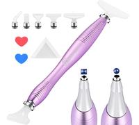 Benote Metal Diamond Art Pen - Ergonomic 5D Art Drill Sticky Tool With Multi Replacement Heads and Wax (Purple)