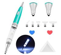 benote Original Diamond Art Painting Pen Lighted Drill Pen 2.0 Metal Sticky Pen Tips, Diamond and Painting Accessories with Multi Replacement Pen Heads and Wax - B7 Turquoise