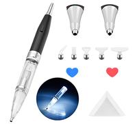 Benote Original Diamond Painting Pen Lighted Drill Pen 2.0 Metal Sticky Pen Tips , Diamond Painting Accessories with Multi Replacement Pen Heads and Wax - B7 Black