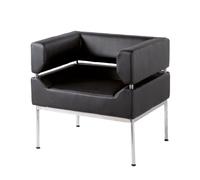 Benotto reception single tub chair 720mm wide - black bonded leather