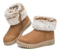 BENPAO Women's Fuzzy Winter Snow Boots Mini Short Ankle Booties | Waterproof Faux Leather,Warm Non Slip,Zipper Slip on,Fur Lined,walking Hiking,Fall Winter Boots
