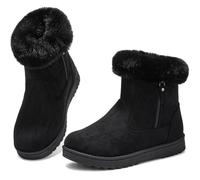 BENPAO Women's Winter Snow Boots Fuzzy Mini Ankle Booties | Warm Non Slip,Zipper,Fur Lined,Faux Suede,Fall Winter,walking Hiking,Short Boots