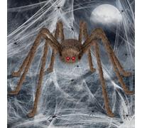 benpen Halloween Decorations Outdoor Gaint Spider:50'' Halloween Spiders Decor+10pcs Scary Hairy Fake Spiders+60g Cobweb Props for Indoor Outdoor Scary Haunted House Theme Party Yard