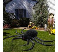 benpen Halloween Decorations Spider, Inflatable Giant Halloween Large Spider Prop, Scary Hairy Fake Spider Decor with Red Eyes for Indoor Outdoor Home Party Yard Haunted House Graveyard Porch