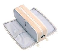 BenPo bar Pencil Case Big Pencil Pouch (Khaki White Zipper)