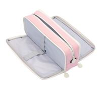 BenPo bar Pencil Case Big Pencil Pouch (Pink White Zipper)