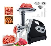 BenRich Electric Meat Grinder Mincer Max 2800W Copper Motor - 3 Grinding Plates & Kibbe Attachment for Sausage Making, Meat Mincing, Food Processing (Black)