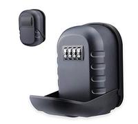 BenRich Outdoor Key Safe Wall Mounted, 4-Digit Combination Lock, Heavy Duty Weatherproof Key Storage Box for Airbnb, Care Workers, Cleaners, Office or Home Use (Black)