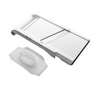 Benriner Japanese Jumbo Mandolin Vegetable Slicer 11.5cm, White: Stainless Steel Blade with Adjustable Thickness & Safety Guard, Handheld Mandolin Slicer for Thinly Slicing Fruit & Vegetables, BN-120W