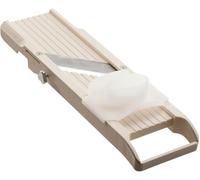 Benriner Mandolin Vegetable Slicer 6.4cm, White - 3 interchangeable Stainless Steel Blades & Safety Guard - Japanese Handheld Mandolin Slicer for Shredding, Slicing & Julienning Fruit & Vegetables