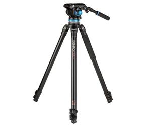 Benro A373F Series 3 Aluminum Video Tripod & S6PRO Head - 75mm Half Ball Adapter, 3 Leg Sections, Flip Lock Leg Release