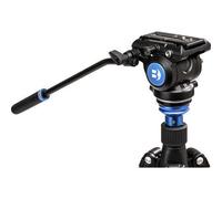 Benro S4 PRO Flat Base Fluid Video Head, 8.8 lb Max, 2 Step Counterbalance (1&2), 1/4"-20 Accessory Mounts, 3/8"-16 Head Mount, w/Pan Arm (S4PRO)