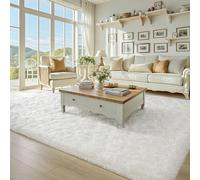 BENRON Fluffy Rugs for Living Room 5x8 Cream White, Washable Large Area Rugs for Bedroom Dining Table Office Kids Nursery Room, Washable Indoor Floor Carpets
