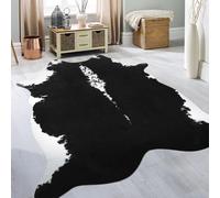 BENRON Premium Black Faux Cowhide Rug 55x62 Inch, Cow Print Rugs for Living Room Bedroom Western Decor, Cute Animal Cow Hide Rug Carpet 4'7''x5'2'', (HS685HI)