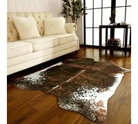 BENRON Premium Brown Cowhide Rug, 55x62 Inches Cow Print Rugs for Living Room Bedroom Western Decor, Cute Animal Faux Cow Hide Rug Carpet, Olive Green Brown (HS683TO)