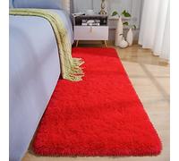 BENRON Soft Runner Rugs for Bedroom 2x6, Washable Long Runners for Hallway Entryway Kitchen Dorm, Fluffy Throw Rug for Kids Girls Room Decor Photo Prop, Red