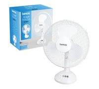 Benross 43920 12-Inch Standing Desk Fan/Easy Push Control Buttons / 3 Speed Settings/Oscillating Head/Safety Guard/Use In Home, Office, Commercial & More/White Colour
