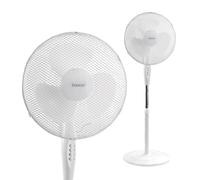 Benross 16-Inch Standing Fan/Oscillating & Tilting Functions / 3 Speed Controls/Safe Mesh Fan Cover/Lightweight & Portable/Stable Round Base / 50W / White (43938)