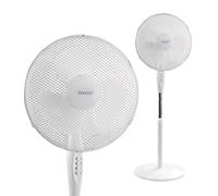 Benross 16-Inch Standing Fan/Oscillating & Tilting Functions / 3 Speed Controls/Safe Mesh Fan Cover/Lightweight & Portable/Stable Round Base / 50W / White (43938)