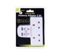 Benross 2 Way Wall Adaptor With 2 USB Ports - 2.4A
