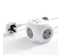 Benross 3-Way Cube Extension Lead, 3 USB Ports with USB-A & USB-C, Lightweight Convenient Cube Shape, 1.4 Metre Cable, UK Plug Socket Suitable, Ideal For Home & Office