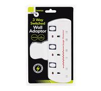 Benross 45610 Premium 3 Way Wall Adaptor Socket / Surge Protection & Switches