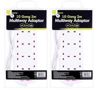 Benross 41069 10-Way Extension Cable / 2 Metre Extension Lead/Ideal for Home, Office or Garden / 10 UK Plug Sockets/Surge Protection / 240V AC, 13 Amps (Pack of 2)