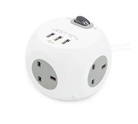 Benross 41079 3-Way Cube Extension Lead / 3 USB Ports Included/Lightweight, Convenient Cube Shape / 1.4 Metre Cable/UK Plug Socket Suitable/Ideal For Home & Office