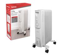 Benross 42690 Portable 7 Fin Oil Filled Radiator/Adjustable Thermostat/Automatic Overheat Protection/Cool Touch Carry Handle / 1500W / White