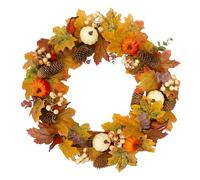 Benross 45cm Autumn Pumpkin & Pinecone Front Door Wreath Decoration | Outdoor Wreath with Pumpkins, Pinecones & Berries, Seasonal Decorations for Front Door, Halloween & Thanksgiving Home Décor