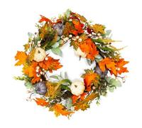 Benross 45cm Autumn Wreath Decoration/Front Door Seasonal Home Décor/Artificial Pumpkins, Leaves and Berries 85009