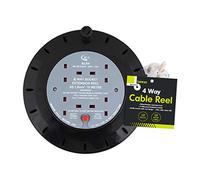 Benross 48270 10m Cable Reel Extension Lead / 4-Way Extension Cable/Ideal for Home, Office or Commercial/Safety Cut-Off Switch / 4 UK Plug Sockets / 240V AC, 10 Amps