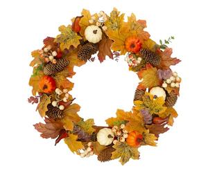 Benross 85019 45cm Autumn Wreath Decoration/Front Door Seasonal Home Décor/Artificial Pumpkins, Pinecones, Leaves and Berries