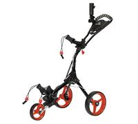 Benross Pro Compact Golf Push Trolley with 3 Wheels - Folding Design with Storage Compartment & Umbrella Holder - Height Adjustable Handle, Quick-Release Wheels & Foot Brake - Lightweight Steel Frame