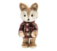 Benross Fox Straw Décor/Mr Fox or Mrs Fox Autumn Decoration/Handcrafted Woodland Figurine in Tartan Outfits/Rustic Fox Ornament for Seasonal Displays (Mr Fox)