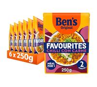 Bens Original Favourites Chilli con Carne Minced Beef and Vegetable ready in 2 minutes Microwave Rice Meal serves 1 multipack 6x 250g
