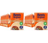 Ben's Original Long Grain Microwave Rice, Bulk Multipack 6 x 220 g pouches (Pack of 2)