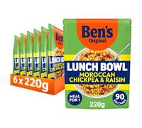 Bens Original Lunch Bowl Moroccan Style Chickpea & Raisin ready in 90 seconds Bulgur Wheat Ready Meal serves 1 multipack 6x 220g