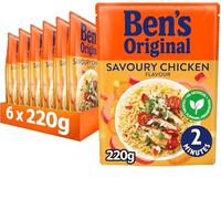 Ben's Original Microwave Rice Pouch, Savoury Chicken Flavour, Wholesome Easy to Prepare Rice, Suitable for Vegetarians, 6 x 220g Multipack